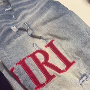 AMIRI Blue Denim and white and red tshirt sold together for 100